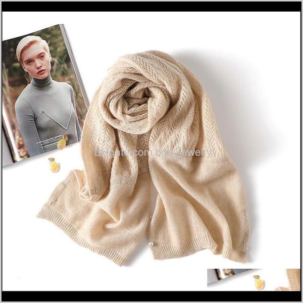 

wraps hats, & gloves fashion aessorieshigh-end cardigan cashmere scarf women shawl thin pure autumn winter outer wear hollow knit loose scar, Blue;gray