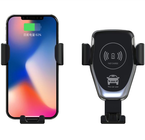 

q12 10w car mount wireless charger for iphone xs 8 8plus samsung s10 s9 s8 plus quick qi fast charging cars phone holder with retail box dhl