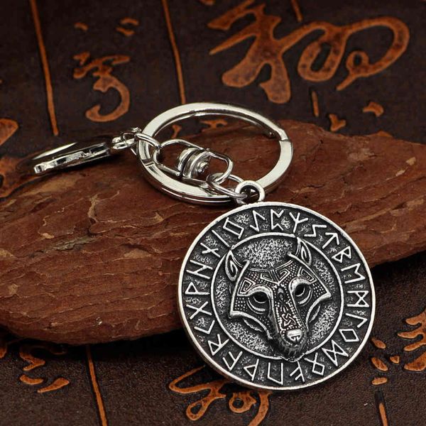 

viking series new wolf head key chain accessories, Slivery;golden