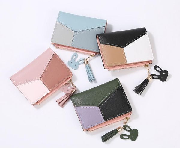 

wallets explosion wallet female short student 2021 simple and cute small fresh multi-function zipper, Red;black