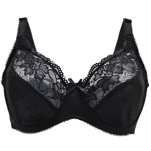 

black lace mesh bra women lingerie embroidery lace bralette bone big size a b c d e f g 75 80 85 90 95 100 105 210728, Red;black