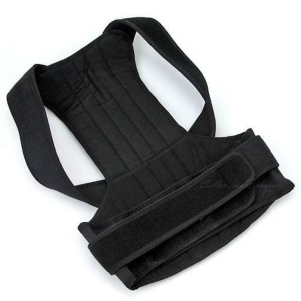 

adjustable posture corrector brace back support belt cotton inner layer waist length fits tactical gear for the, Black;blue