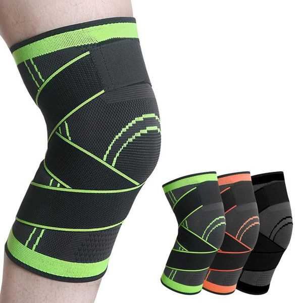 

elbow & knee pads 1pcs compression with bandage running cycling basketball knitted brace outdoor fitness sports protector, Black;gray