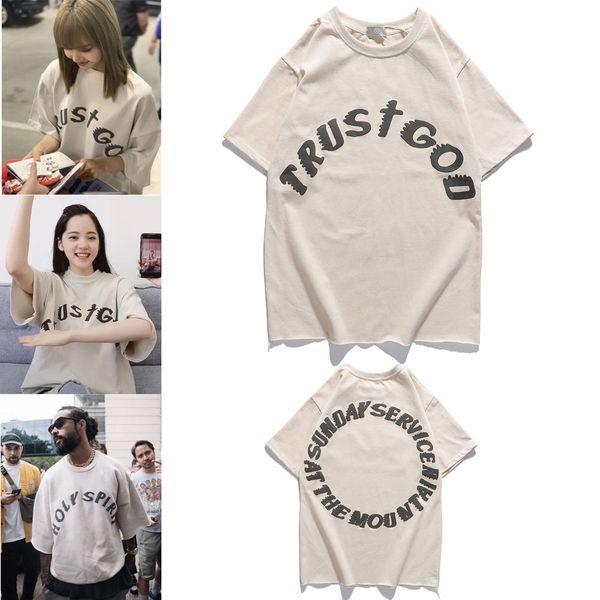 

cpfm kanye west kanye jesus is king high street short-sleeved half-high collar loose men and women t-shirt, White;black