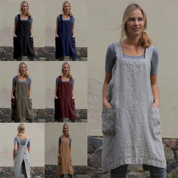 

home linen apron s-5xl sling cotton 2021 fashion women's casual dresses, Black;gray