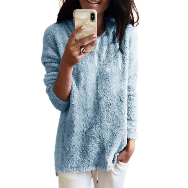 

women's t-shirt large size autumn winter plush warm women t shirt long sleeve o-neck loose casual knitting pullovers oversized female, White