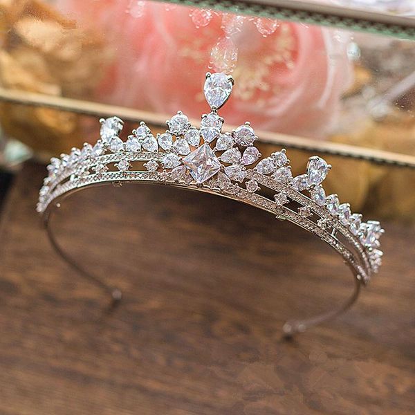 

hair clips & barrettes paved zircon crown full cubic zirconia tiara cz tiaras princess diadema vintage wedding accessories coroa noiva wigo1, Golden;silver