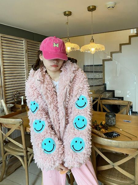 

women's jackets lamb plush 2021 autumn short small thickened coats, Black;brown