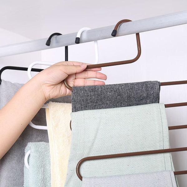 

hangers & racks multi-functional s-type trouser rack stainless steel multi-layer traceless hanger