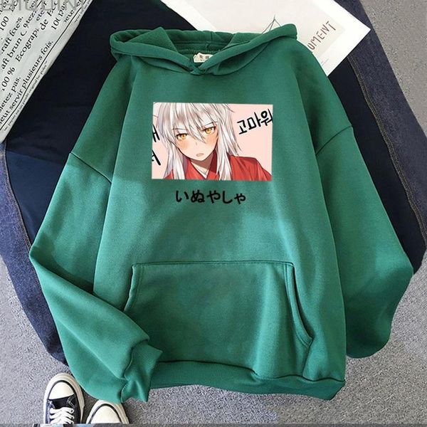 

men's hoodies & sweatshirts japanese anime cartoon inuyasha men/women hoodie sweatshirt pullovers streetwear fashion casual hight qua, Black