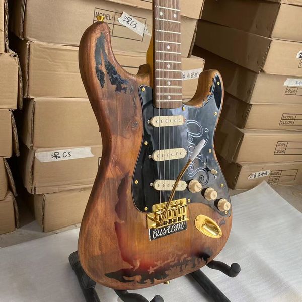 

aged st electric guitar 100% man made srv model gol
