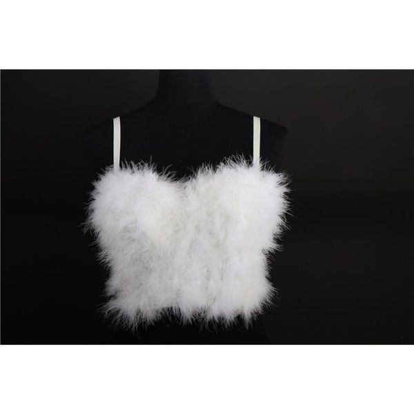 

women's tanks & camis 2021 summer corset with feather decoration black and white fashion adjustable straps party nightclub