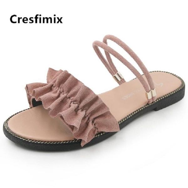 

cresfimix sandalias de mujer women classic pink light weight slip on flat sandals lady cute comfortable spring b5264, Black