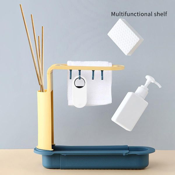 

kitchen storage & organization sink shelf adjustable sinks organizer drain rack hollow-out detachable with hooks