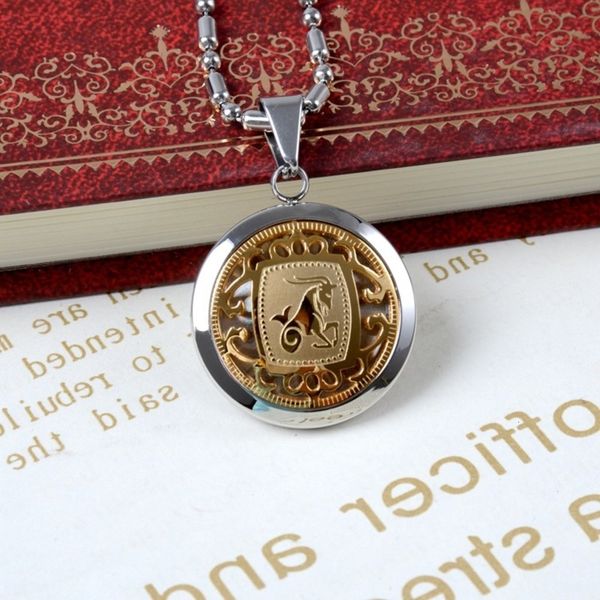 

selling twelve constellations stainless steel necklace titanium, Black