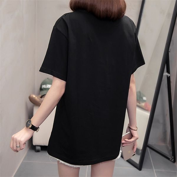 

t-shirts women 2021 summer fashion motion ball cap decorate diamonds female clothes plus size short sleeve tee pullover, White