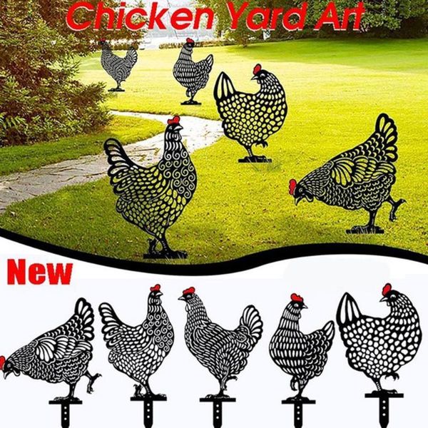 

chicken yard decor lawn stakes gardening ornaments acrylic art black gift creat y1a8 garden decorations