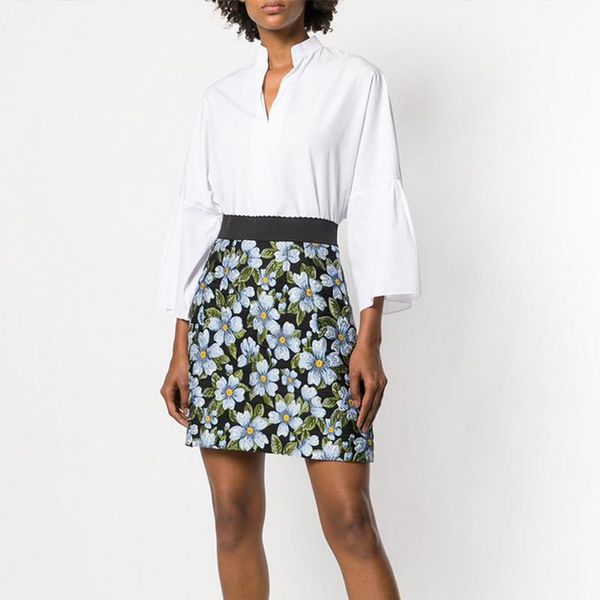 

skirts 2021 winter vintage floral print women mini skirt vesitidos runway designer elactic waist ladies christmas a line clothing, Black