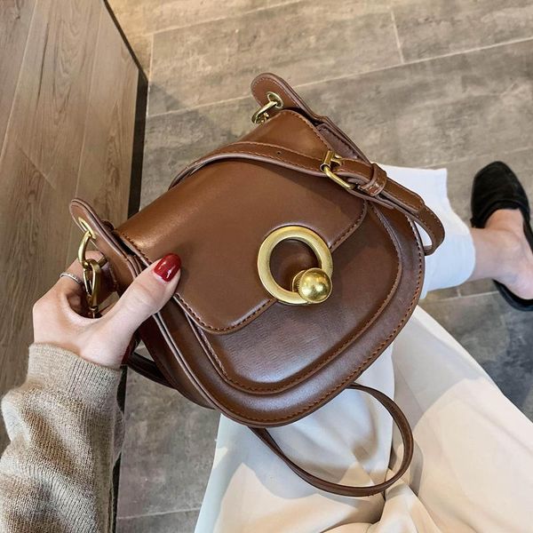 

leather saddle bags for women 2021 fashion shoulder simple bag lady solid color handbags cross body