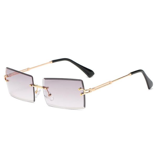 

sunglasses oloey small rectangle women rimless ocean water lens eyewear female rice nail fashion camping trendy men uv400 oculos, White;black