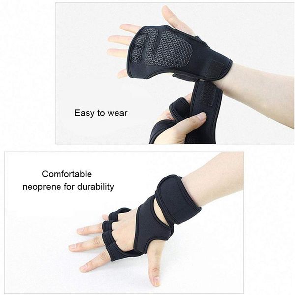 

wrist support weight lifting training gloves for women men fitness sports body building gymnastics grips gym hand protector, Black;red