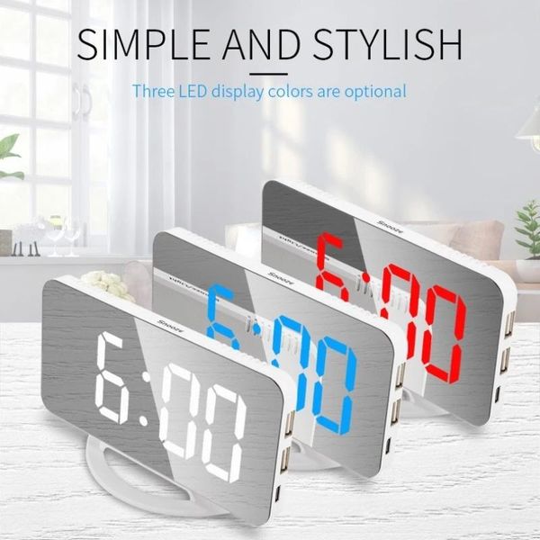 

other clocks & accessories ts-8201 led mirror digital display alarm clock automatic double usb output posensitive deskelectronic clok