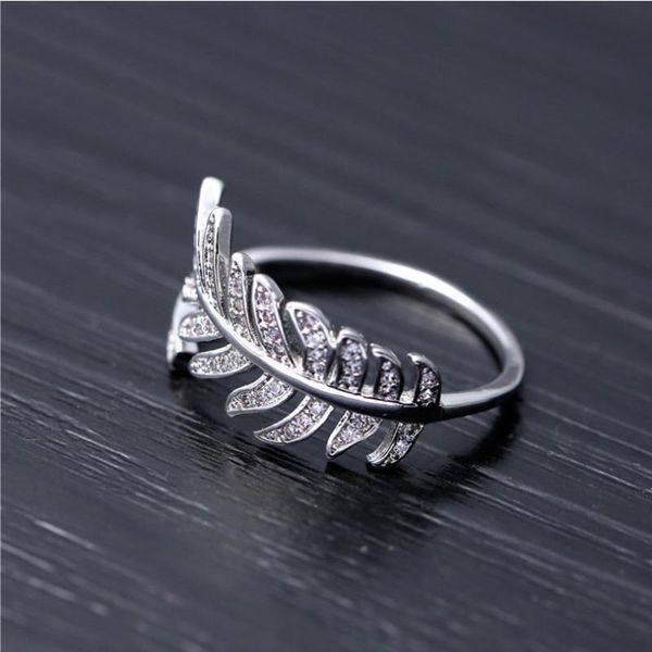 

cluster rings joiashome trendy silver 925 jewelry gemstone resizable ring for women zircon leaf plant delicate dating daily gift wholesa, Golden;silver