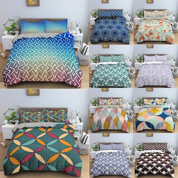 

bedding sets geometric pattern 3d duvet cover bedclothes with pillowcase single/king/ size comforter for kids bedroom