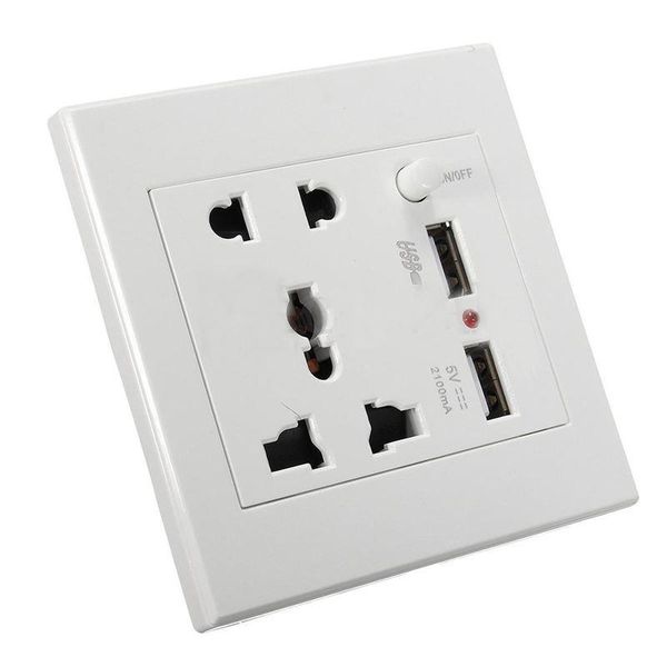

smart power plugs 2.1a dual usb wall charger socket adapter universial outlet panel wite switch