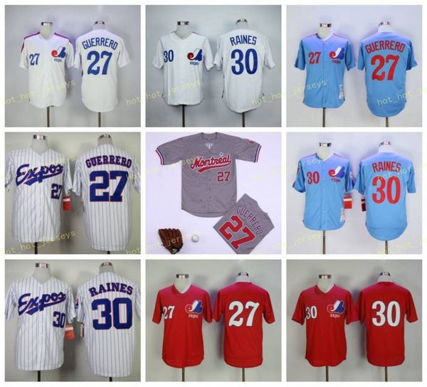 

retired 27 vladimir guerrero baseball jersey 30# raines vintage retro cooperstown mesh stitched pullover, Blue;black