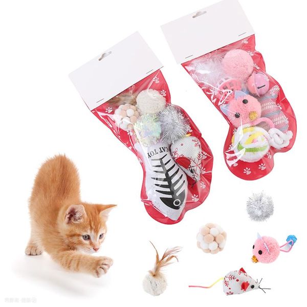 

cat toys christmas stocking pets cats set pet toy with small for plush kitten