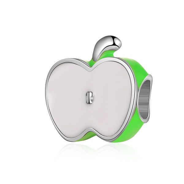 

fits pandora bracelets 20pcs half an apple green enamel silver charms beads fits pandora charms bracelet necklace for jewelry making 925 ste, Black