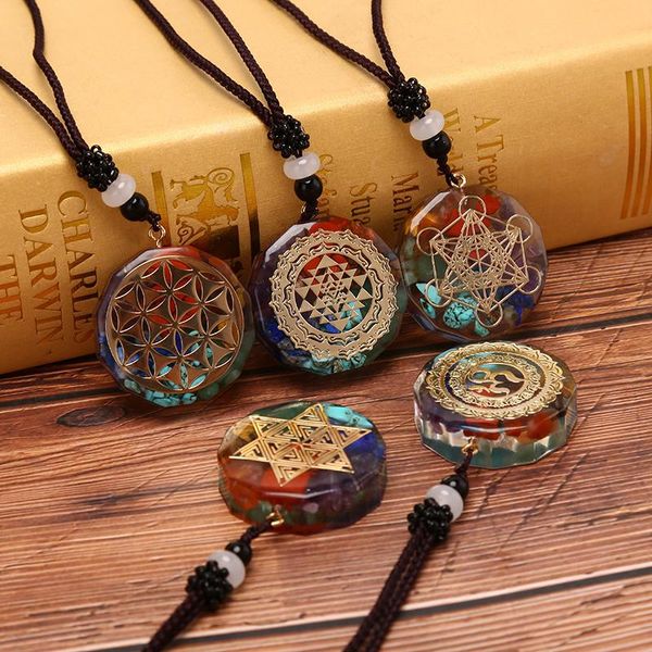 

pendant necklaces orgonite om symbol necklace chakra healing energy meditation jewelry handmade professional drop, Silver