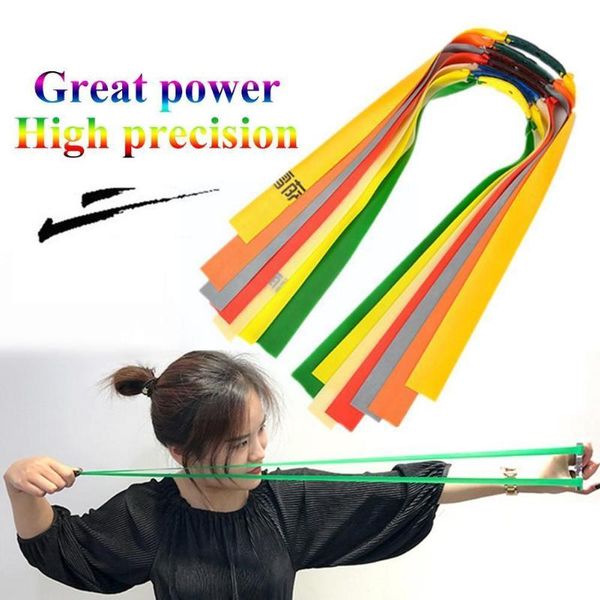 

resistance bands 10pcs thickness 0.65mm-1.0mm outdoor slings powerful catapult hunting supplies sports elastic tubing rubber flat v3x6