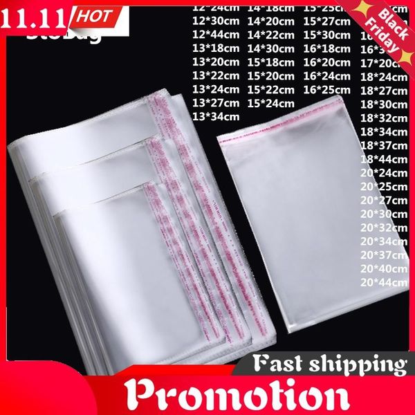 

100pcs thick 7 wires clear plastic self adhesive bags hight quality jewelry candy gift packing transparent opp bag wrap