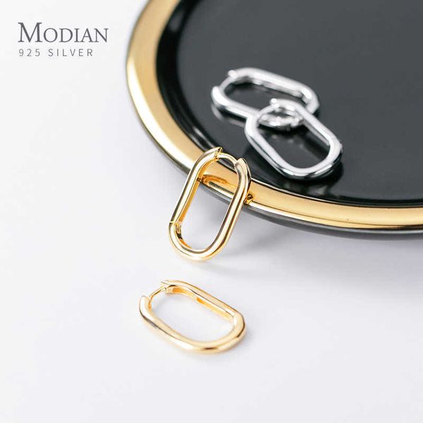 

simple letter o shape earring geometric oval 925 sterling silver hoop for women fashion fine jewelry accessories 210707, Golden;silver