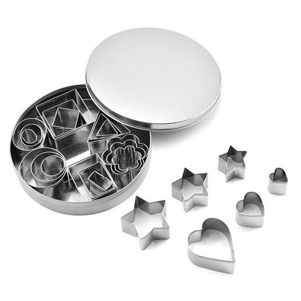 

baking moulds 24pcs/set stainless steel cookie cutters plunger biscuit diy mold star heart cutter mould stencils pastry