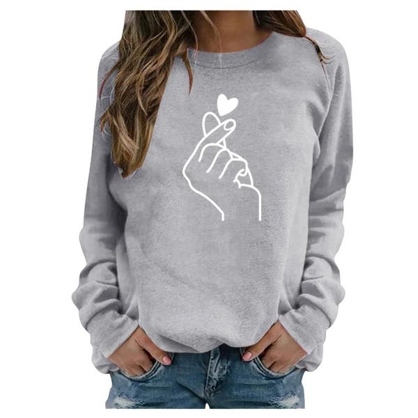 

women's hoodies & sweatshirts autumn sweatshirt long sleeve love heat print pullover loose casual korean style o-neck sudaderas 2021, Black