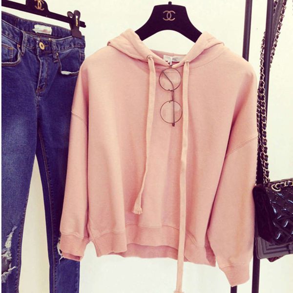 

women's hoodies & sweatshirts hoodie short sweater spring and autumn thin korean ins fashion lazy style bf loose long sleeve jacket 708, Black