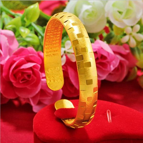 Bangle Cuff 24K Gold Bangles Ethiopian Fashion Opening For Women African Bride Wedding Rhombus Bracelet Jewelry Gifts