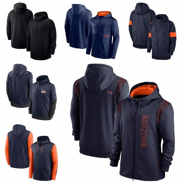 

denverbroncosmen women youth football sideline team performance full-zip hoodie navy, Black;red