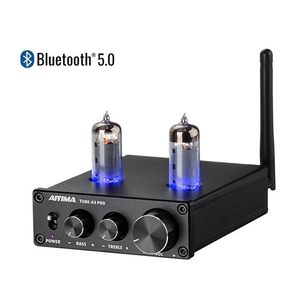 AIYIMA 6K4 Vakuum-Röhrenverstärker Vorverstärker Bluetooth 5.0 Vorverstärker AMP mit Höhen-Bass-Klanganpassung für Home Sound Theater 211011