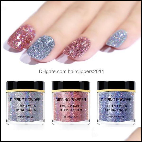 

nail glitter art & salon health beauty dip powder 1 jar dip holographic, 12 colors holographic chrome pigment dust,y67 drop delivery 2021 tq, Silver;gold