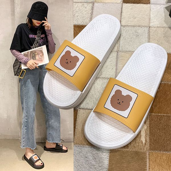 

female summer slippers cute cartoon soft-soled student sandals and slippers personality thick-soled non-slip fashion home shoes k722, Black