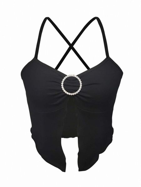 

rhinestone ring detail cami q0cm#, White