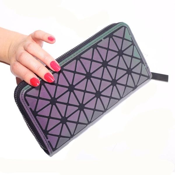 

geometric wallet luminous colorful clutch card case long phone portafoglio donna carteras de mujer billetera fashion wallets, Red;black