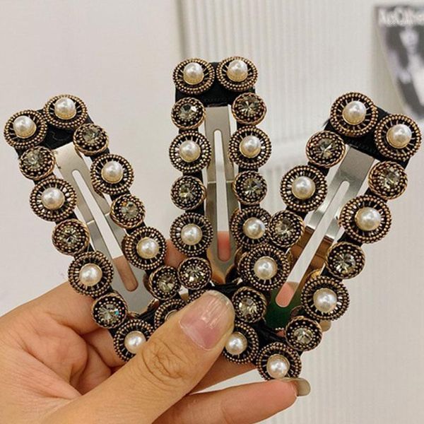 

novel pearl diamond women horsetail headwear hairpin vintage headdress girl hair clip ponytail holder accessories1