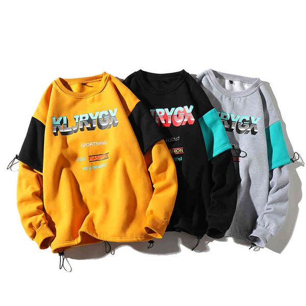 

mens hoodies autumn winter new hip hop casual plus velvet pullover hooded sweatshirts streetwear male hoodie, Black