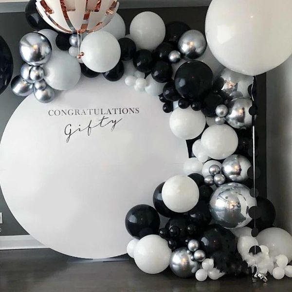 

party decoration 123 pieces balloon garland kit metal silver black white arch birthday wedding baby shower