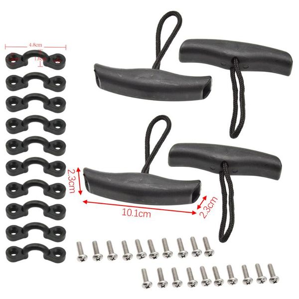 

rafts/inflatable boats kayak carry handle set pull handles t-handle with bungee cord and mounting pad eyes screws for canoe boat